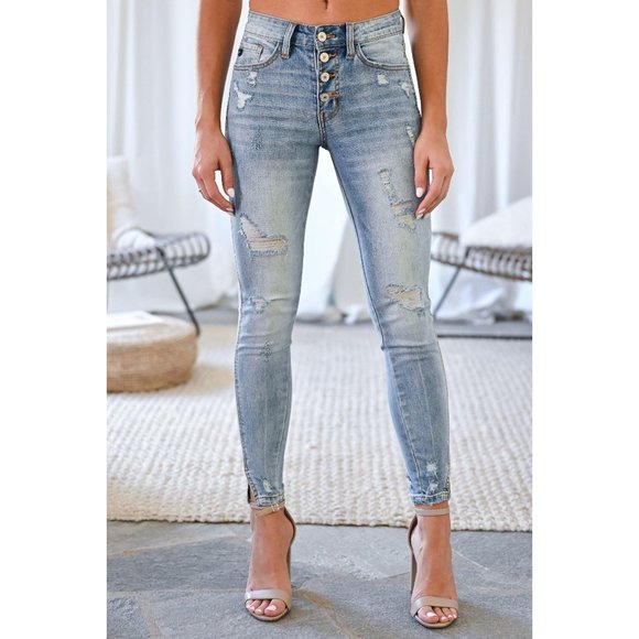 KanCan Denim - LAST 1! 5🌟 SELLER Billie Split Ankle Distress Skinny Jean
